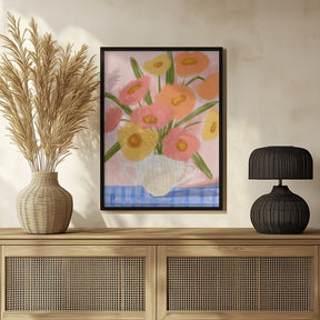 Summer Flowers In a Vase Illustration Poster