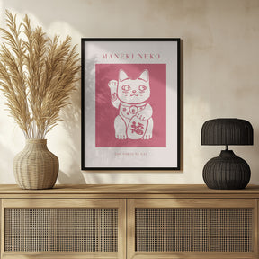 Maneki-neko Cat Pink Poster