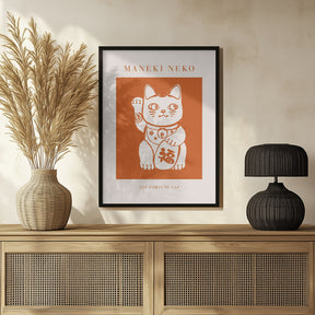 Maneki-neko Cat Orange Poster