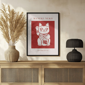 Maneki-Neko Cat Red Poster