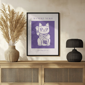 Maneki-neko Cat Purple Poster