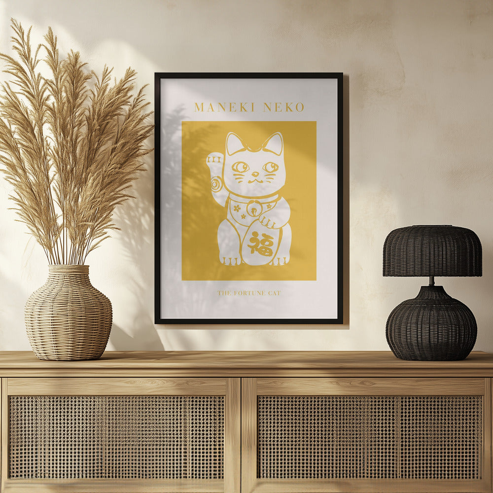 Maneki-Neko Yellow Cat Poster