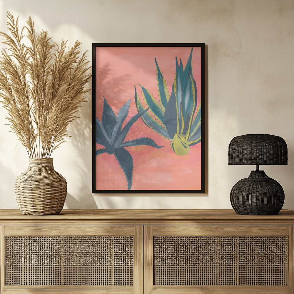 Pink Coral Cacti Poster