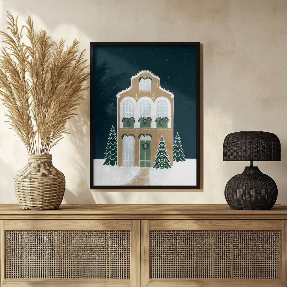 Starry gingerbread home Poster