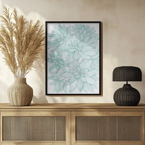 Turquoise Succulents Poster