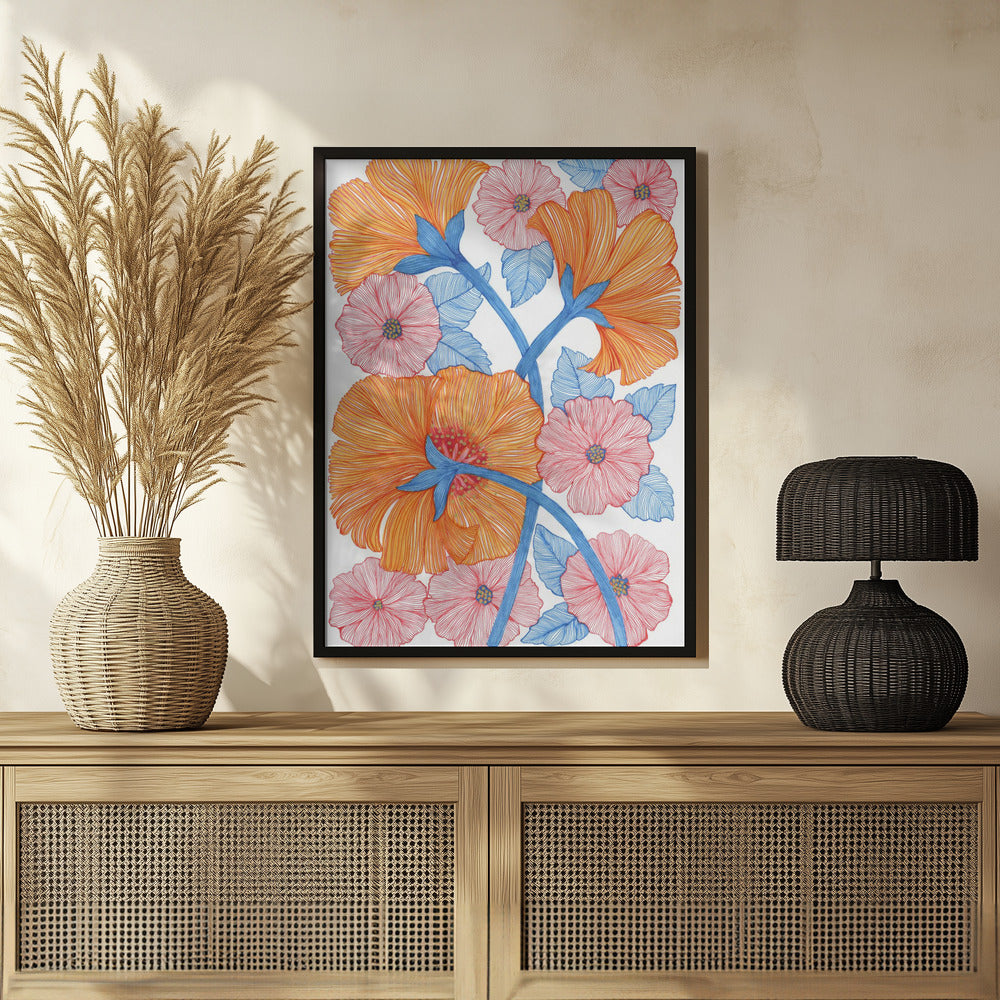 Big Orange Blooms Poster