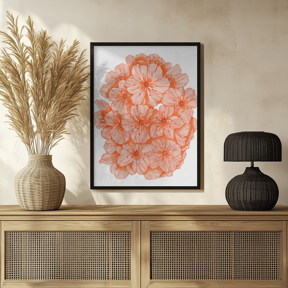 Big Orange Flowers Poster