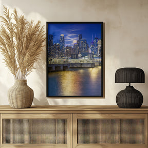 Harvest Moon over the Midtown Manhattan Skyline Poster