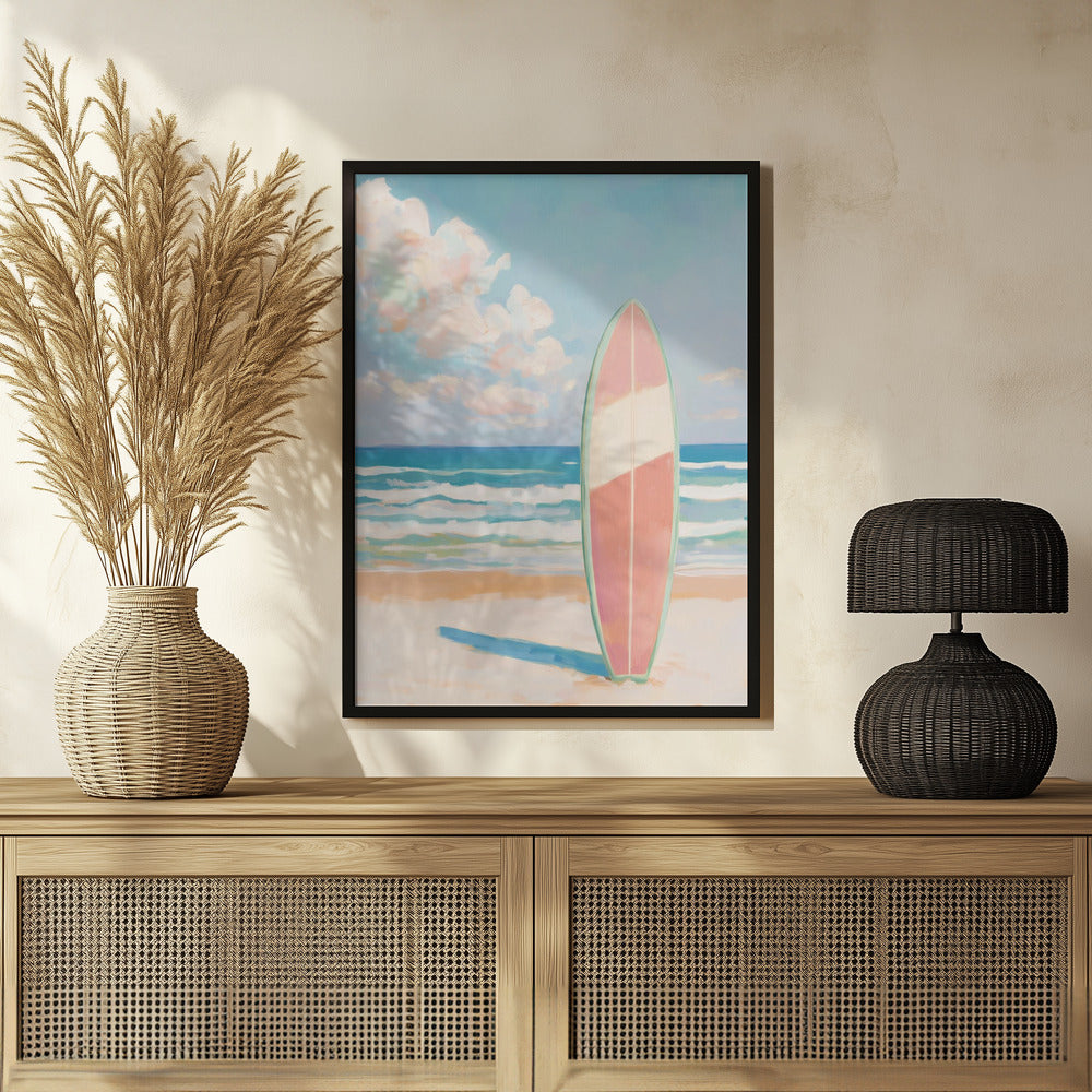 Sea Beach Surfboard Poster