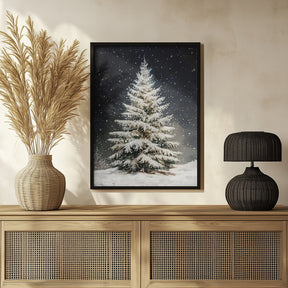 Snowfall Christmas Tree Poster