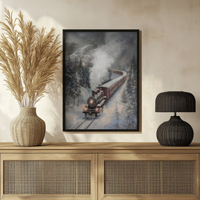 Snowfall Steam Train Poster