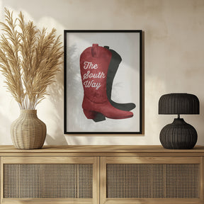 Cowgirl red boot print Poster