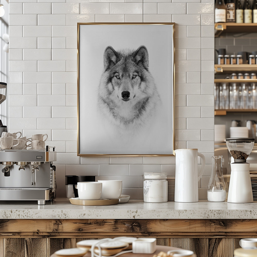 Portrait of a Timber Wolf Poster