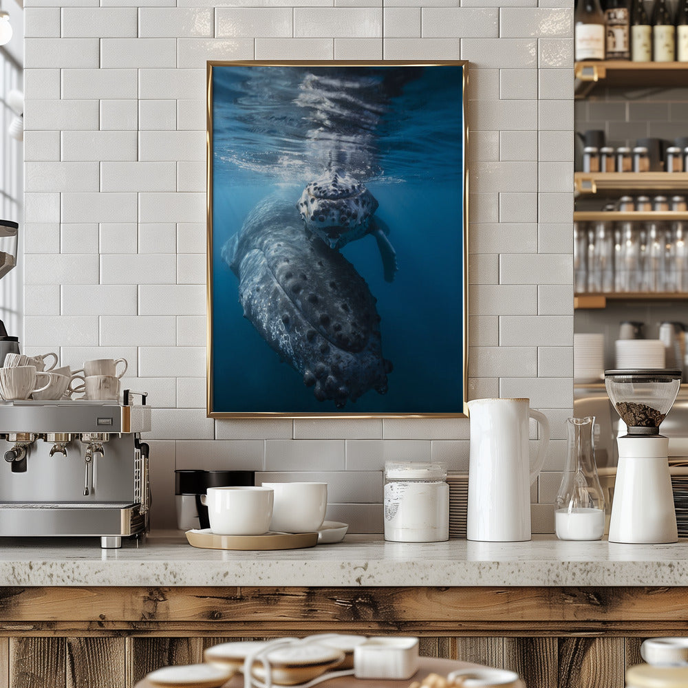 Humpback whale and calf Poster