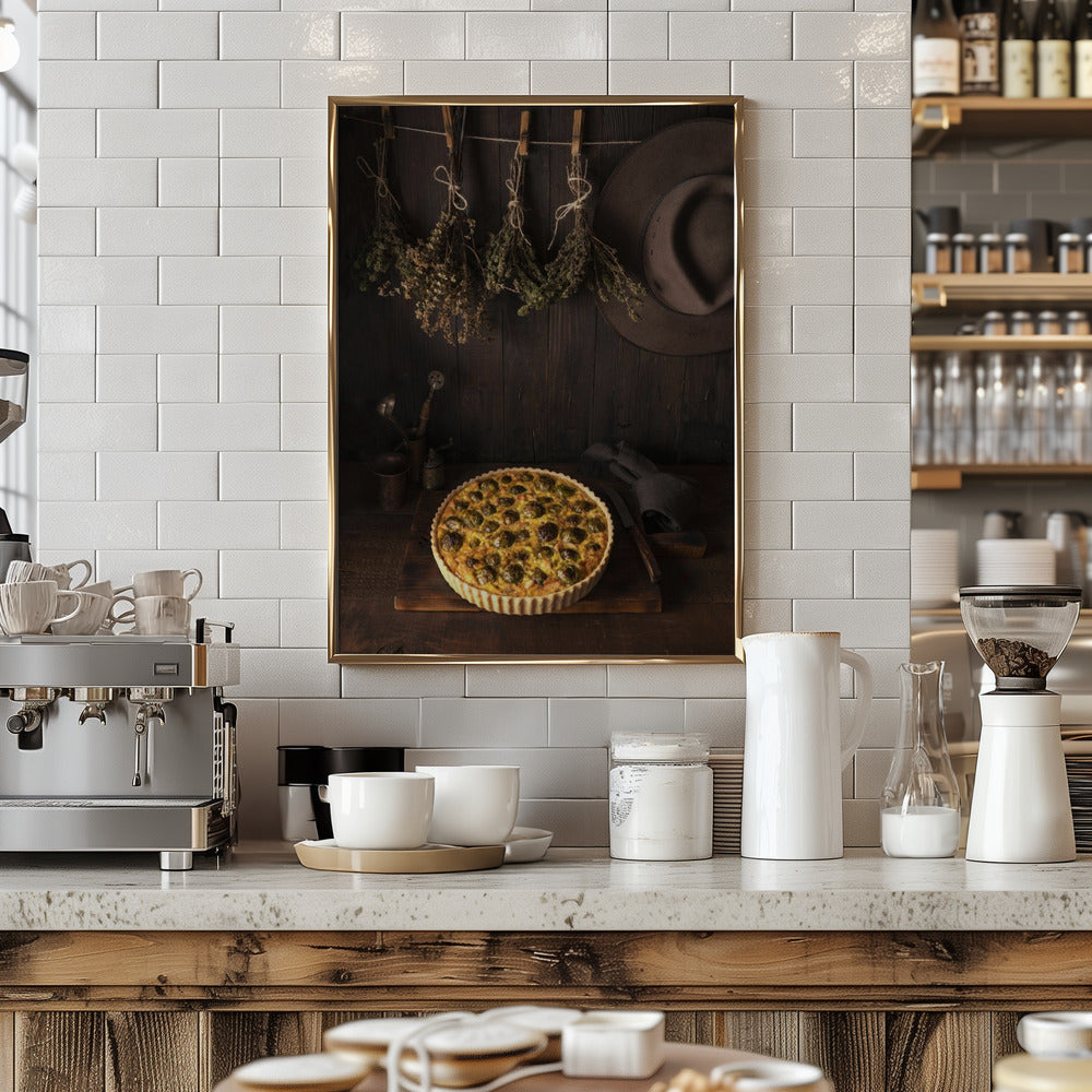 Dried herbs tart and an Akubra Poster