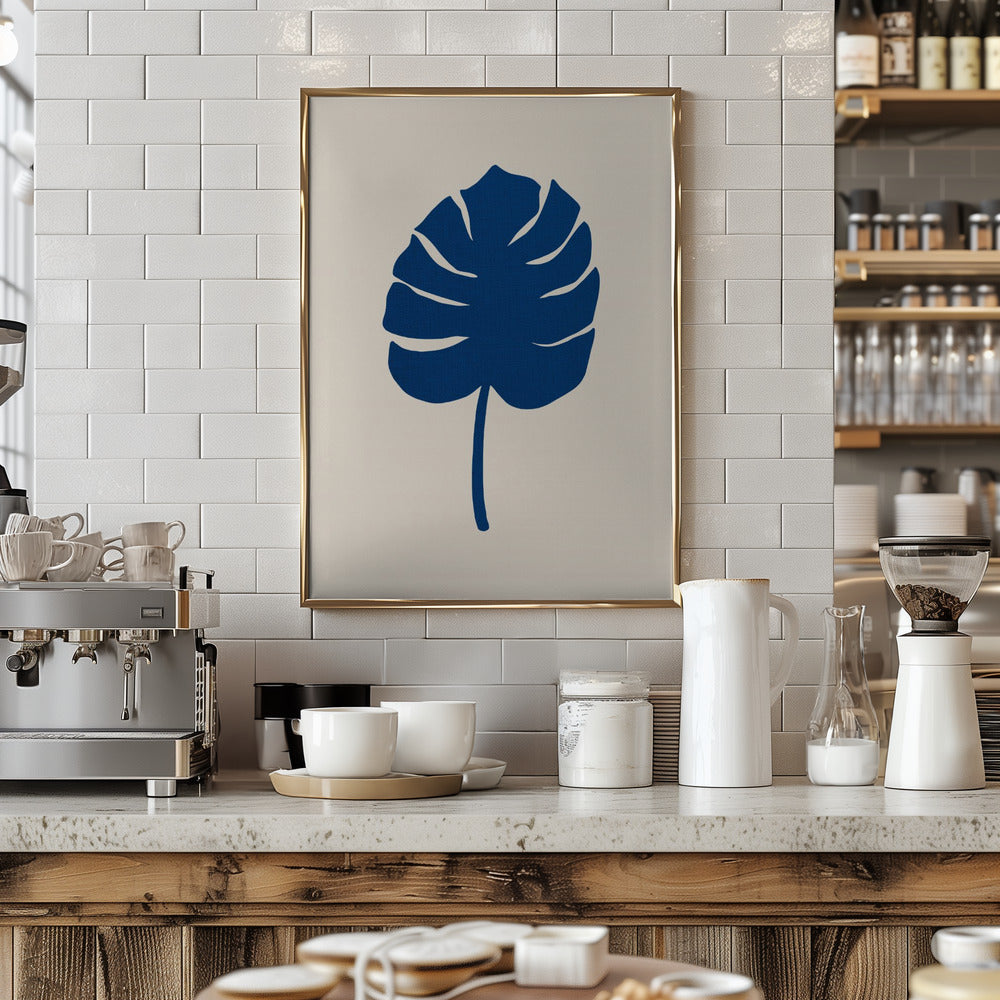 Monstera Canvas Blue Poster