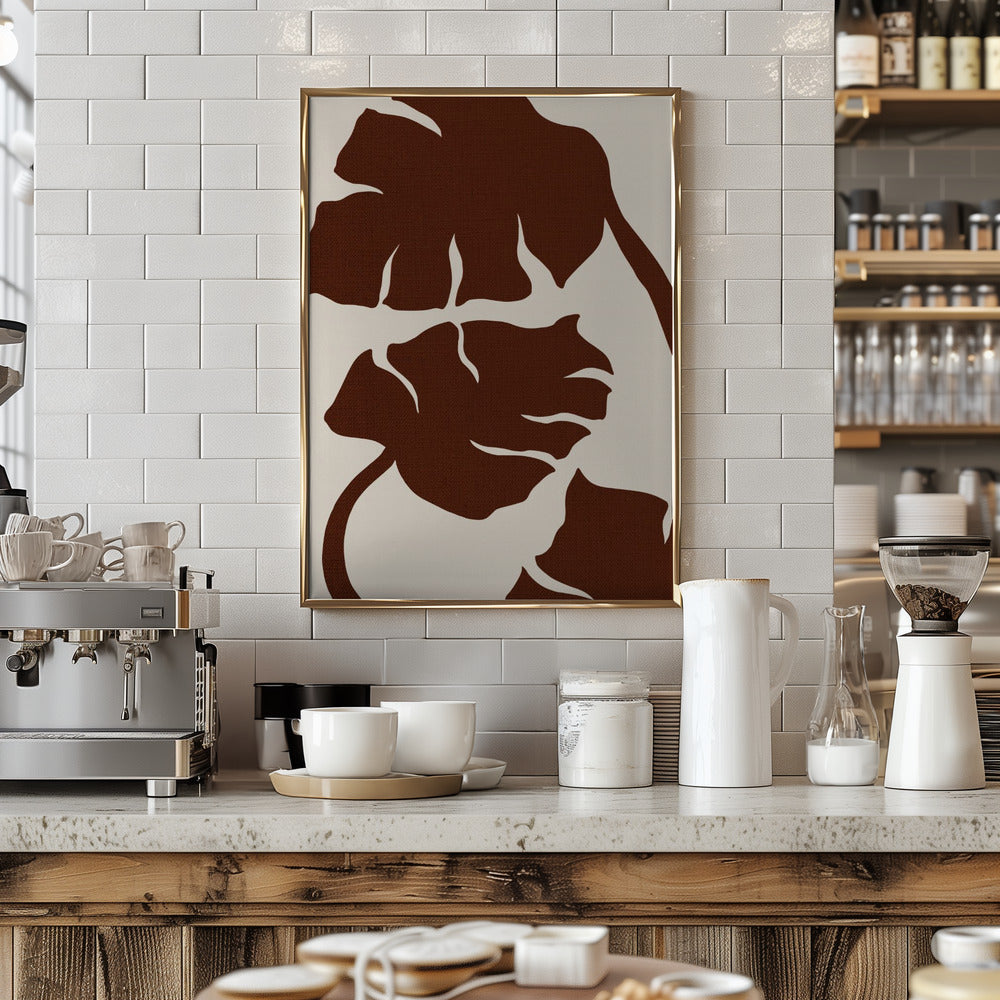 Monstera Canvas Brown Poster