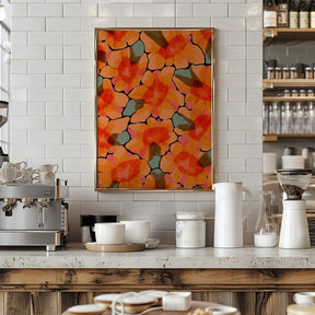 Orange Big Flowers Poster