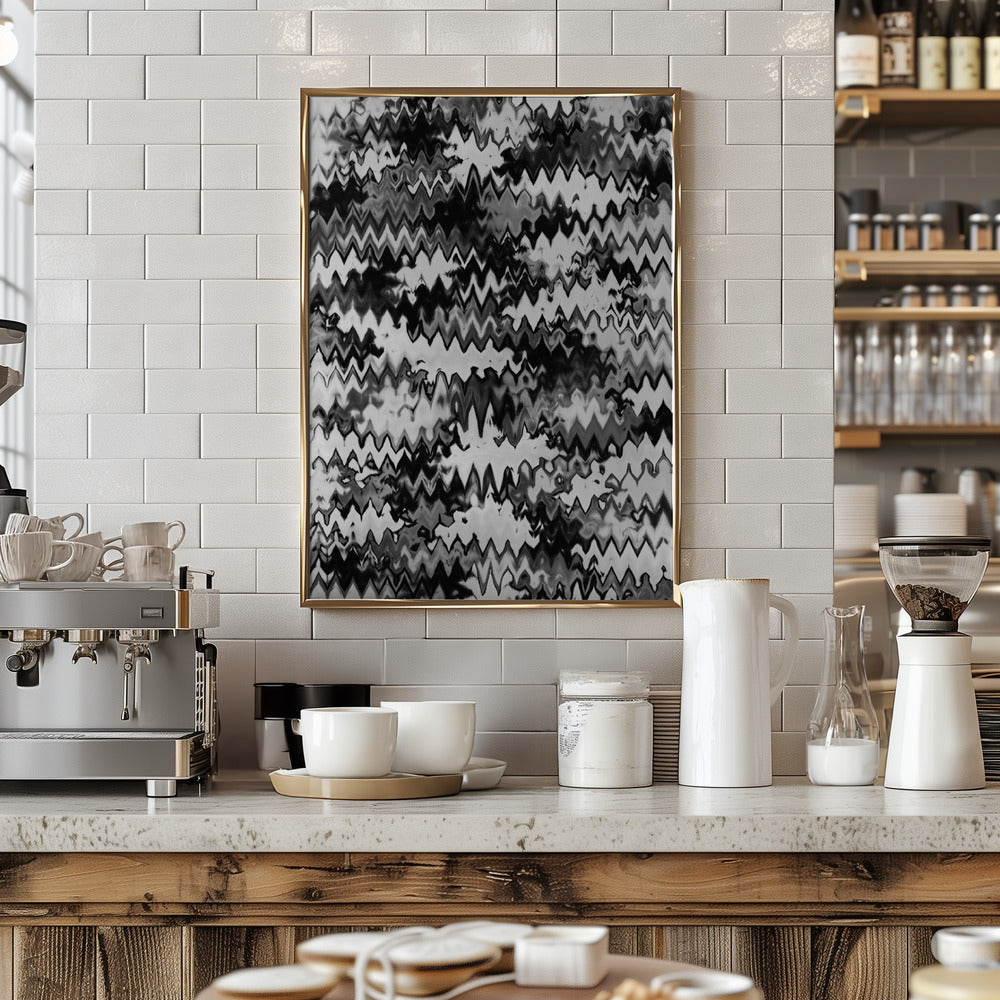 Black And White Zig Zag Pattern Poster