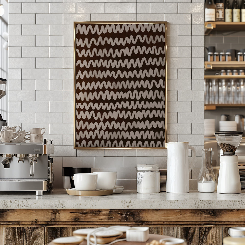 Beige ZigZag on Rusty Color Pattern Poster