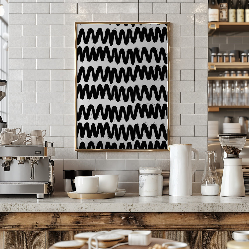 Black Zig Zag Pattern Poster