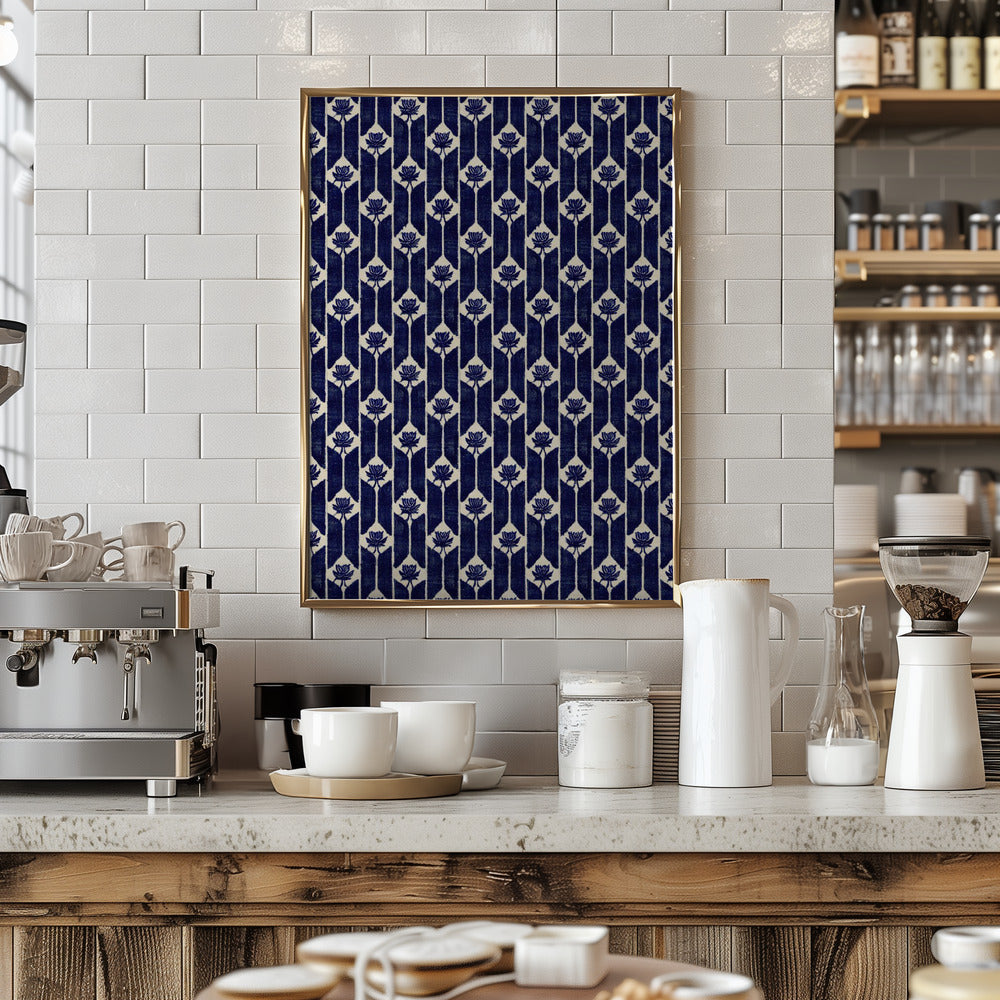 Stitches Blue Pattern Poster