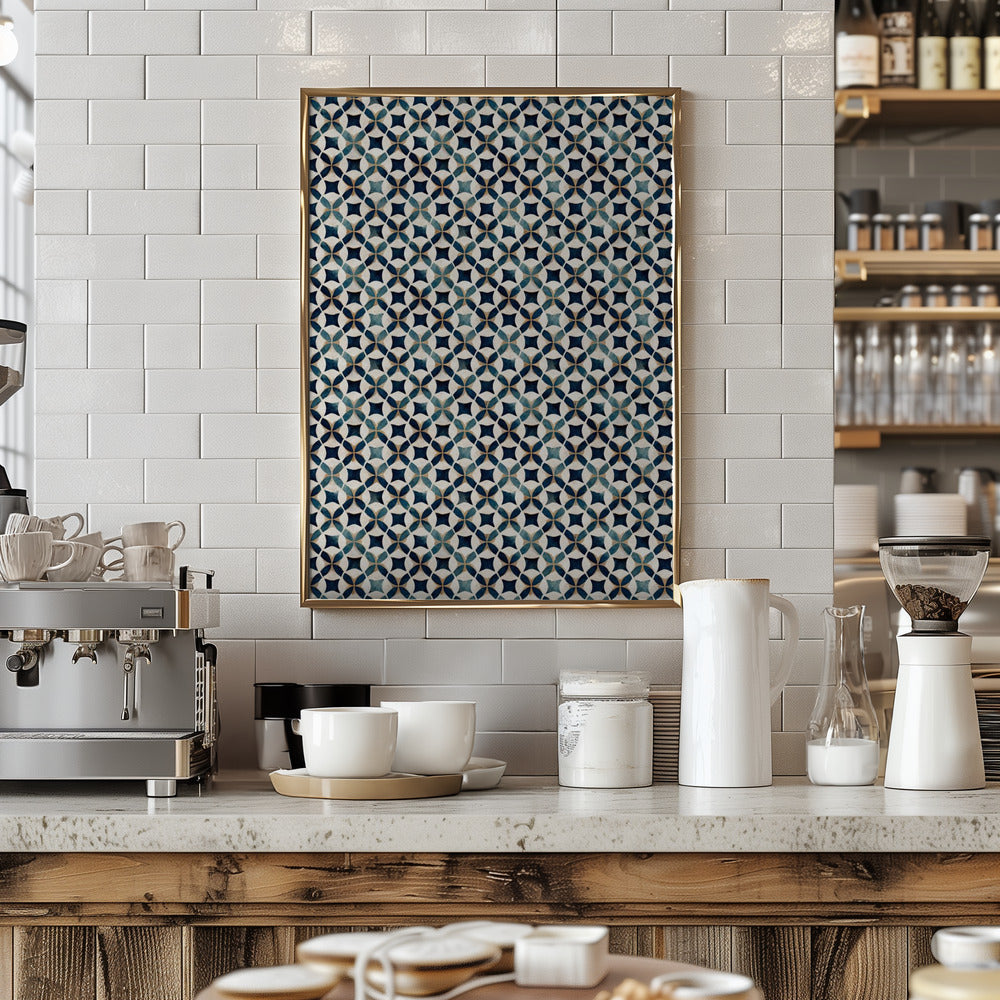 Vintage Blue Beige Pattern Poster
