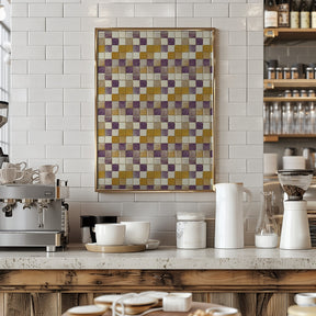 Purple and Ochre Tile Pattern Poster