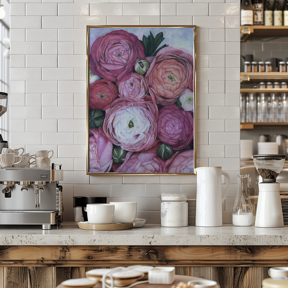 Arleth ranunculus bouquet in cold pink Poster