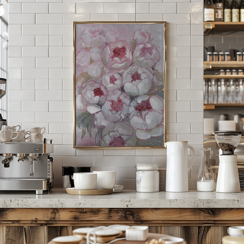 Nuria bouquet of peonies in pink Poster