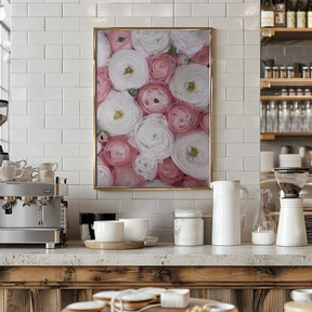 Scattered ranunculus in muted pink I Poster