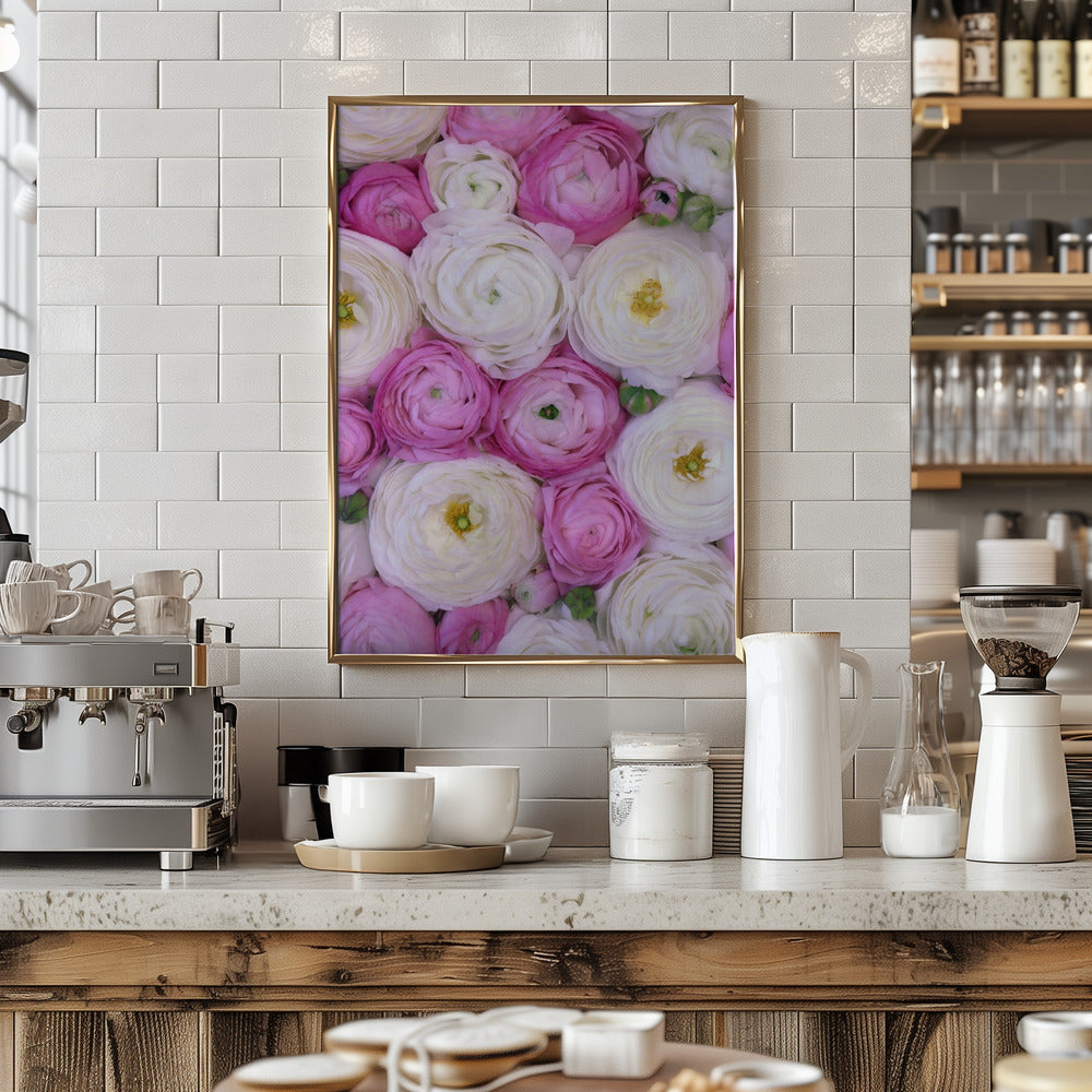 Scattered ranunculus in pink I Poster