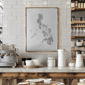 Gray watercolor map of Philippines Poster