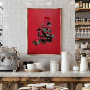 Mistletoe With Red Bow Poster