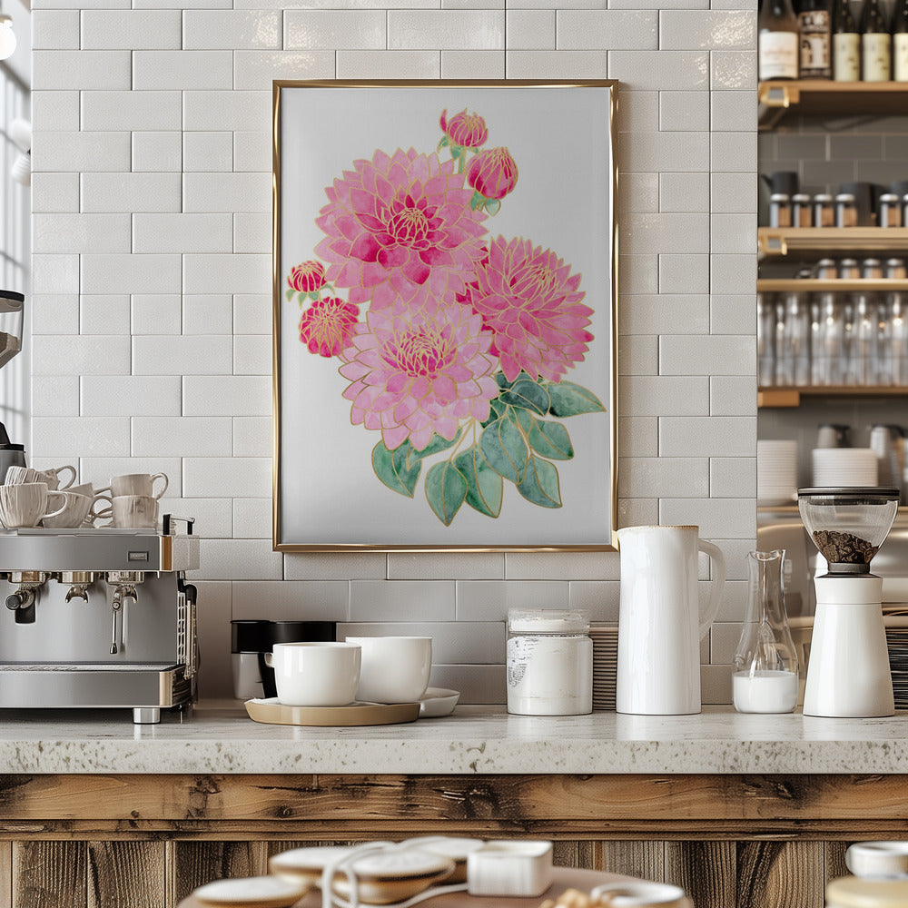 Pacey pink watercolor bouquet Poster