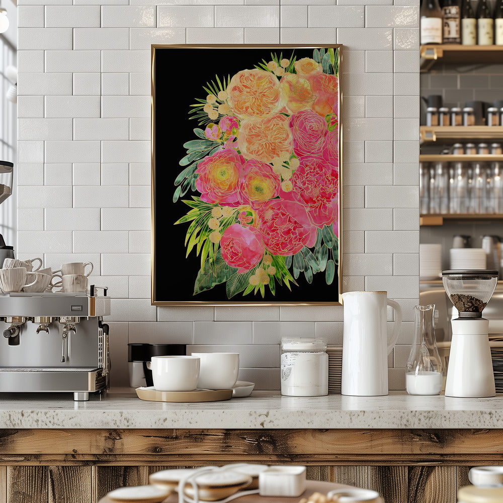 Rekha floral art in bright watercolor Poster