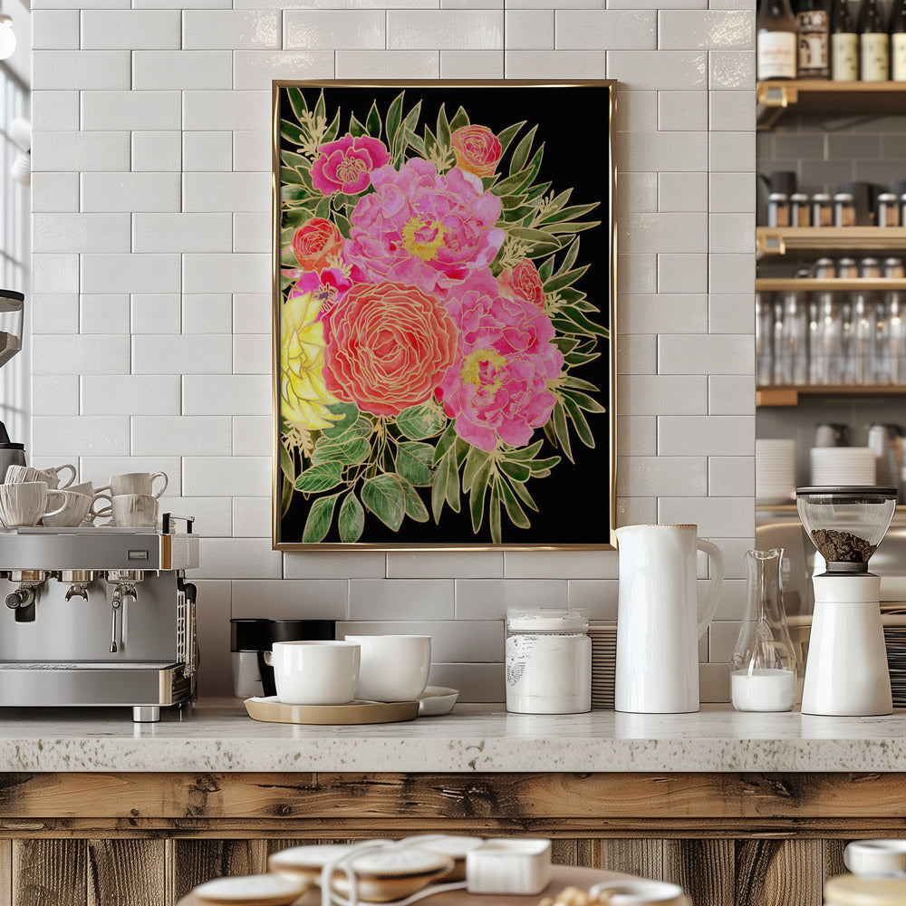 Nanette floral art in bright colors Poster