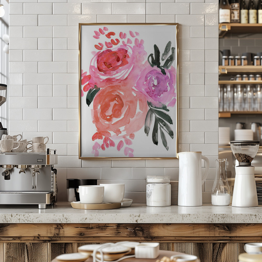 Maeko loose watercolor florals I Poster