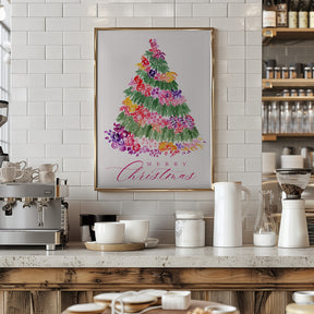 Floral watercolor merry Christmas tree Poster