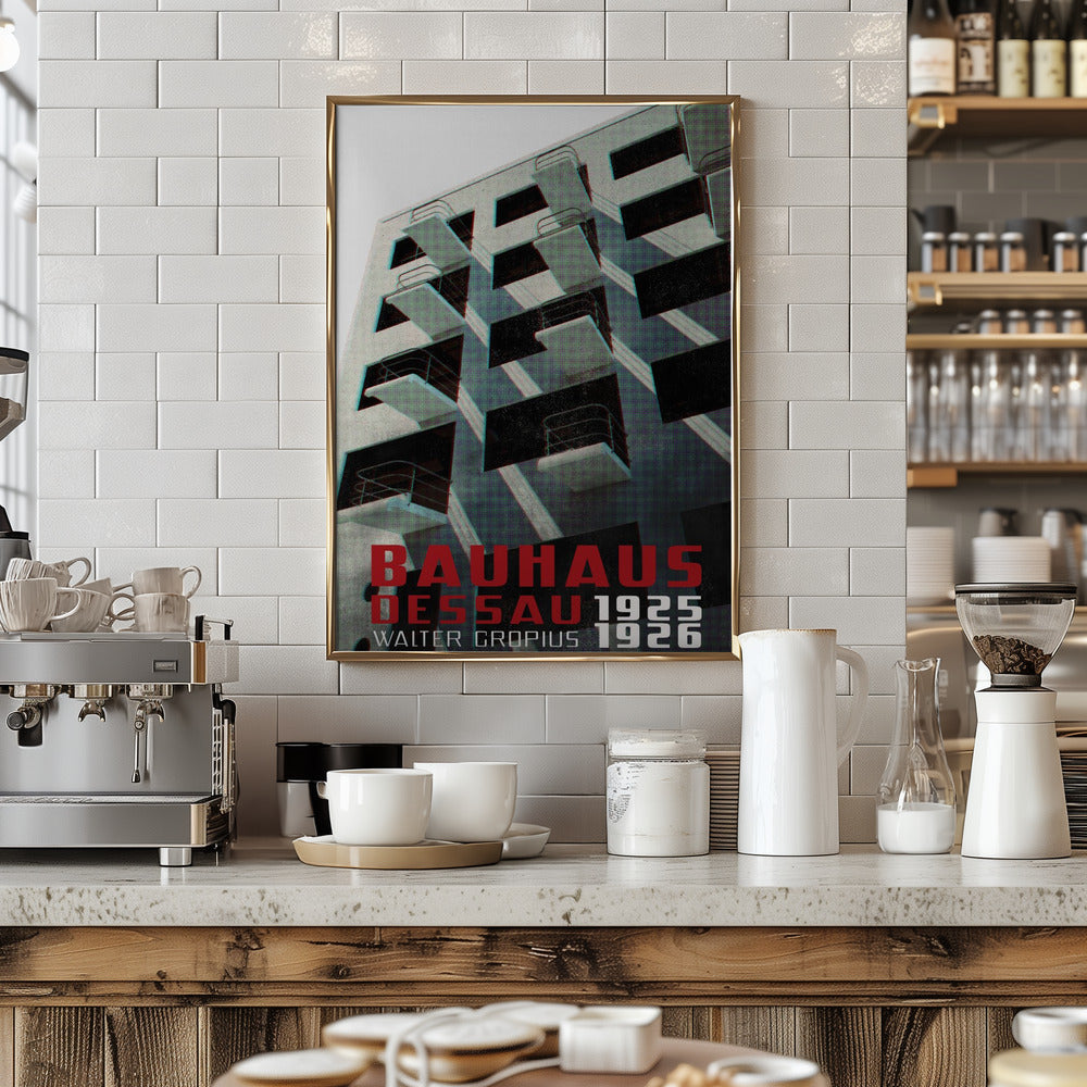 Bauhaus Dessau architecture in vintage magazine style VII Poster
