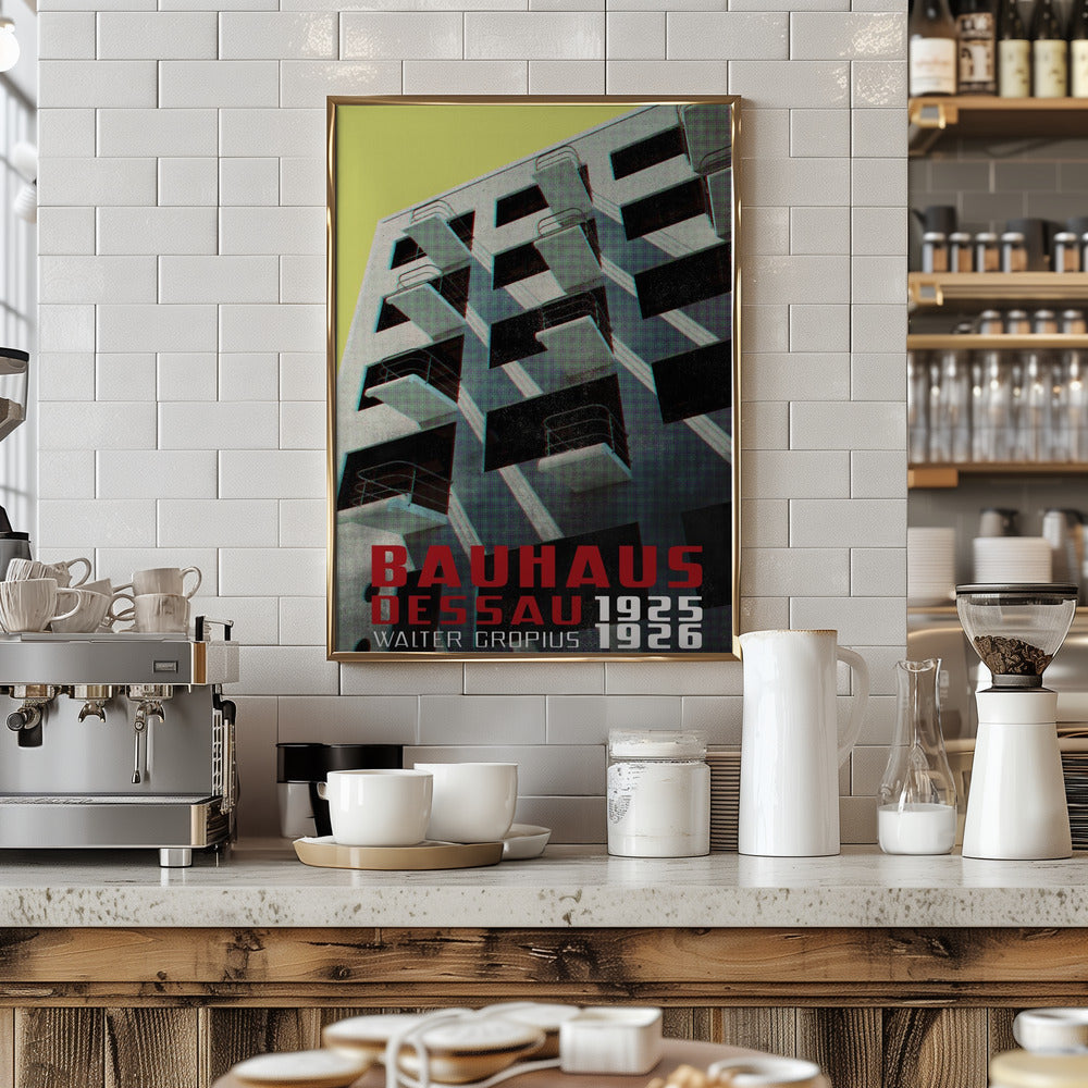 Bauhaus Dessau architecture in vintage magazine style VIII Poster