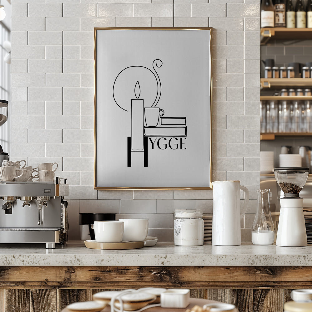 Hygge line art illustration Poster