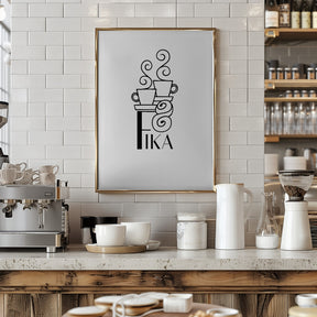 Fika line art illustration Poster