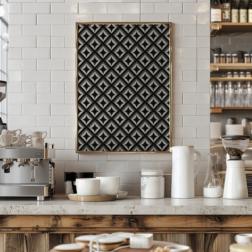 Black And White Tile Pattern Poster