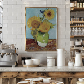 Vase With Three Sunflowers Poster