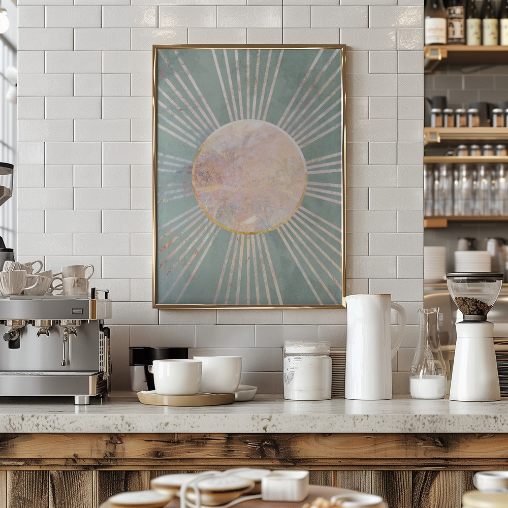 Sage Green Boho Sun Rays Poster