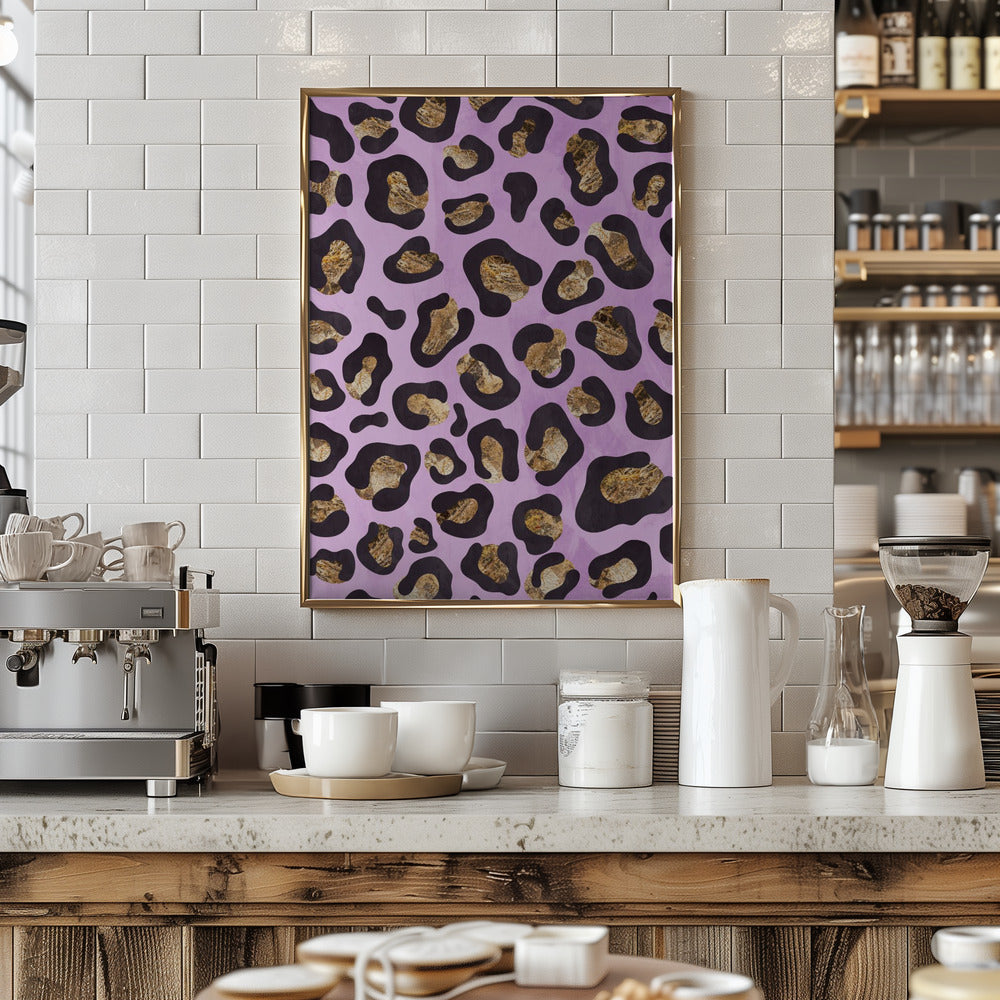 Gold leopard print pink Poster