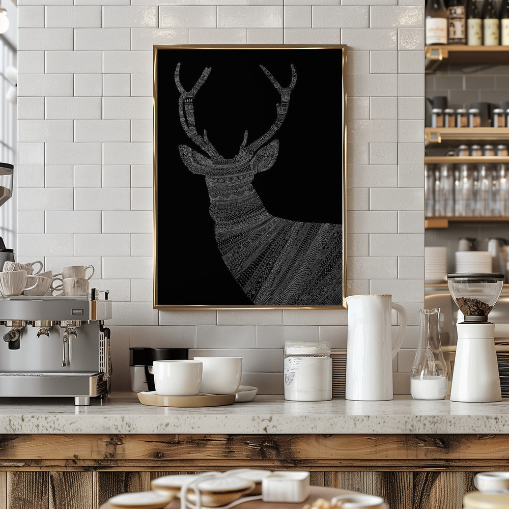 Stag Black Poster