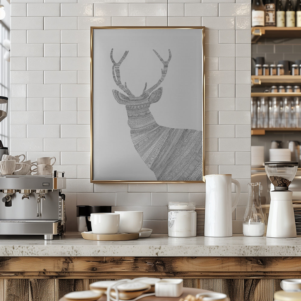 Stag Grey Poster