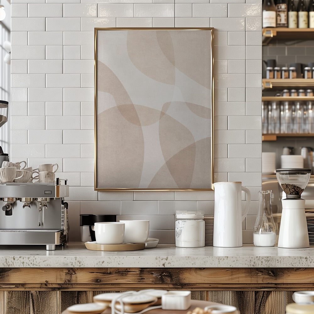 Abstract Beige Geometric Art Poster